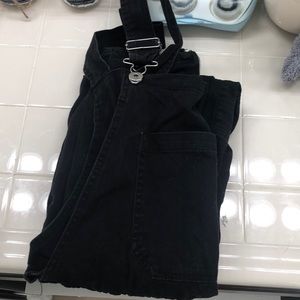 Black oversized overalls